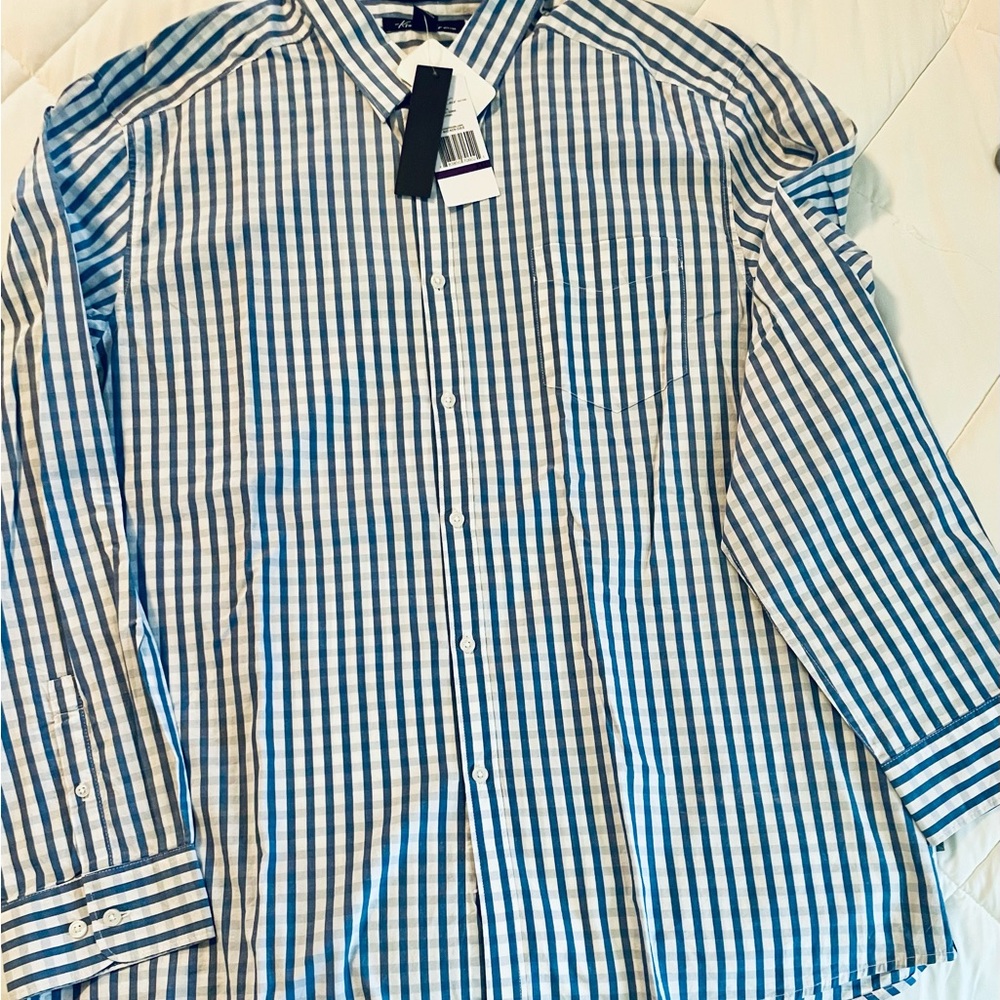 NWT!!Kenneth Cole Men's Blue & White Striped Shirt